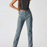 Gina Raw edges Denim Corset Top - Black Wash