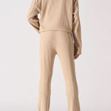 Demi Waffle Flared Joggers - Beige