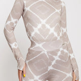 Cassia Printed Mock Neck Bodysuit - Taupe