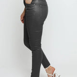 Azmira Coated Stretch Skinny Jeans - Grey