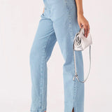 Brynne Sculpt Split Hem Jeans - Light Blue Wash
