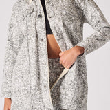 Darae Printed Sherpa Lined Denim Jacket Longline - Grey
