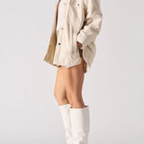 Drift Sherpa Checked Oversized Shirt - Beige