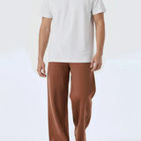 Haze Wide Leg Joggers Relaxed Fit - Brown