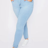 Taffy Stretch Denim High Rise Plus Size Skinny Jeans - Light Blue