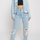 Riverstone Distressed Denim Jacket - Light Blue