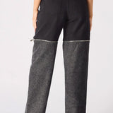 Zaria 2-in-1 Detachable Wide Leg Jeans - Black Acid Wash