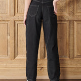 Carmen Straight Wide Leg Jeans - BLACK WASH