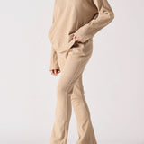 Cleo Oversized V Neck Waffle Jumper- Beige
