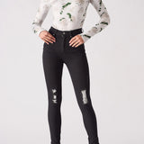 Aura Ripped High Waisted Skinny Jeans - Black
