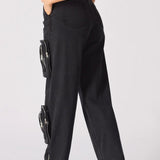 Evora Cargo Straight Leg Jeans with Removable Pockets - Black