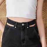 Carmen Straight Wide Leg Jeans - BLACK WASH