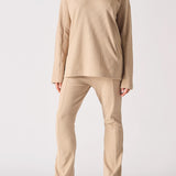 Demi Waffle Flared Joggers - Beige