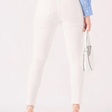 Ceci High Rise Cotton Denim Skinny Jeans - White