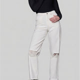 Dune Distressed Tapered Denim Jeans - Off White