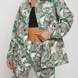 Psychedelic Print Denim Jacket - Green