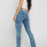 Mirage Bleach Wash High Waisted Flare Jeans -Blue wash