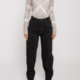 Camo Contrast Stitch Denim Trousers - Black