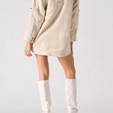 Drift Sherpa Checked Oversized Shirt - Beige