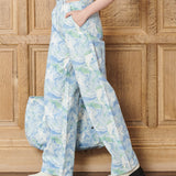 Kendall Marble Straight Wide Leg Jeans - Blue