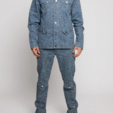 Verdant Speckled Denim Jacket With Four Pockets - Grey