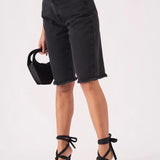 Selma Longline Denim Jorts – Black