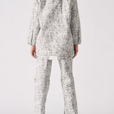 Darae Printed Sherpa Lined Denim Jacket Longline - Grey