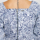 Timber Marble Print Lace Up Top Long Sleeve - Navy Blue