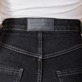 Carmen Straight Wide Leg Jeans - BLACK WASH