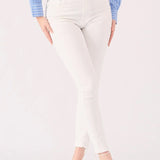 Ceci High Rise Cotton Denim Skinny Jeans - White