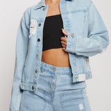 Riverstone Distressed Denim Jacket - Light Blue
