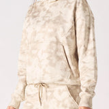 Tesa Cloud Tie Dye Popper Neck Hoodie - Beige