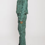 Sunset Acid Wash Oversized Denim Jacket - Dark Green