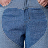 Shore Heart Print Tapered Jeans - Blue