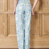 Kendall Marble Straight Wide Leg Jeans - Blue