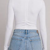 Elara Long Sleeve Bodysuit Crew Neck - White