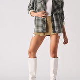 Flint Sherpa Checked Oversized Shirt - Dark Green