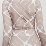 Cassia Printed Mock Neck Bodysuit - Taupe