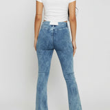 Mirage Bleach Wash High Waisted Flare Jeans -Blue wash