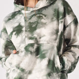 Char Tie Dye Popper Neck Hoodie - Green