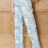Kendall Marble Straight Wide Leg Jeans - Blue