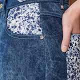 Dynasty Wide Leg Split Hem Jeans - Blue Wash