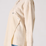 Fjord Cotton And Check Asymmetric Shirt - Beige