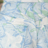 Kendall Marble Straight Wide Leg Jeans - Blue