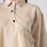 Fjord Cotton And Check Asymmetric Shirt - Beige