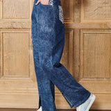 Dynasty Wide Leg Split Hem Jeans - Blue Wash