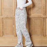 Marble Print High Waisted Relaxed Straight Leg Jeans - Grey