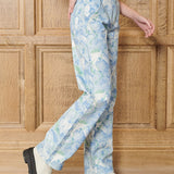 Kendall Marble Straight Wide Leg Jeans - Blue