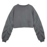 CROPPED CREW NECK JUMPER - GREY