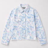 Alba Marble Printed Denim Jacket - Blue
